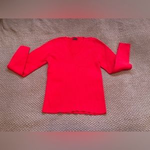 Red vintage turtleneck cotton ribbed sweater.